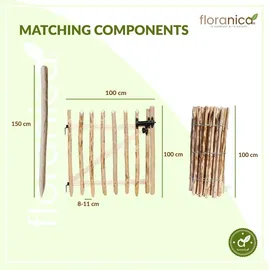Floranica Staketenzaun 1,0 x 1,0 m imprägnitert braun