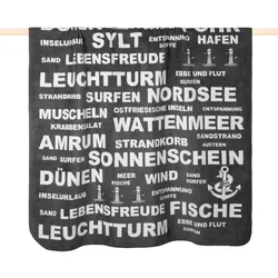 Wohndecke PAD "TYPO NORDSEE", grau (dunkelgrau), B:150cm L:200cm, Wohndecken, Made in Europe, Kuscheldecke