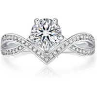 LuxusKollektion Verlobungsring Moissainte Verlobungsring Damen 1 Karat Silber 925 Personalisiertes silberfarben