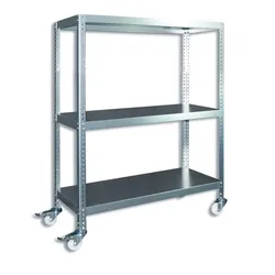 Biedrax Regal mit Rollen Biedrax, verzinkt - 45 x 150 x 110 cm, 3 Fachböden