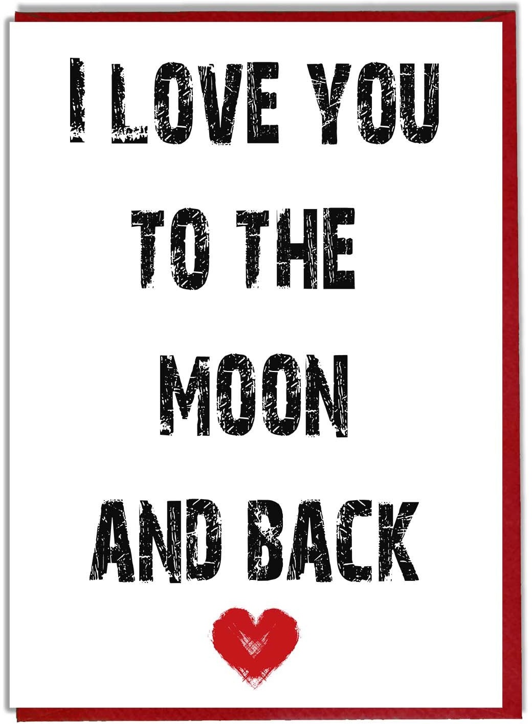 Karte mit Aufschrift "I love you to the moon and back", Leinen, elfenbeinfarben