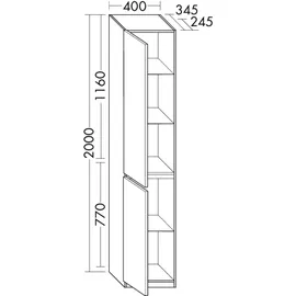 Burgbad Lin20 Hochschrank bodenstehend mit 2 Türen, Türanschlag rechts, 400x345x2000mm, HSPJ040RF5353, Farbe: Eiche Dekor Urban