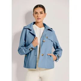 Madeleine Trenchcoat MADELEINE "Kurzjacke Verkürzte Trenchjacke mit Taschen", Damen, Gr. 34, rauchblau, Obermaterial: 85% Polyester PES. 15% Baumwolle CO., Modern, Mäntel