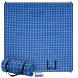 JEMIDI Picknickdecke 200x200 - Picknickdecke groß - Stranddecke XXL - Campingdecke - Picknickdecke wasserdicht - Picknick Decke - Badedecke - Waschbar und tragbar - Blau