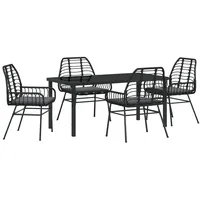 VidaXL 5-teilige Garten-Essgruppe mit Kissen Schwarz Poly-Rattan