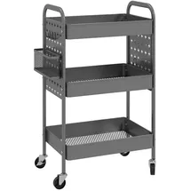 Homcom Rollwagen, mit 3 Etagen 2 Hängekörbe Grau