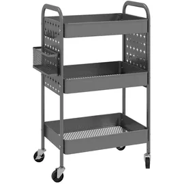 Homcom Rollwagen, mit 3 Etagen 2 Hängekörbe Grau