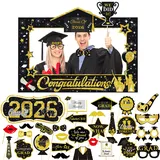 Abschlussfeier Deko 2026, LMSHOWOWO 30 Stück Abschluss Foto Requisiten und Papier Fotorahmen, Graduierung Fotorequisiten, Fotobox Accessoires für Bachelor Master Abschluss 2026 Partyzubehör Geschenk