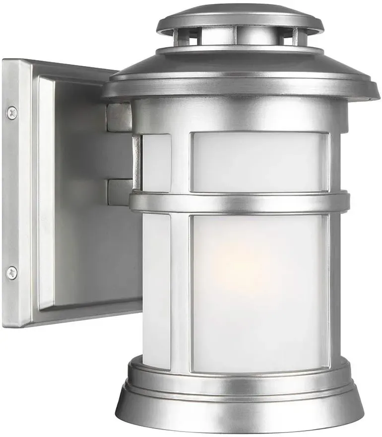 Elstead Lighting Newport Außenwandleuchte klein in Brushed Steel mit Glas