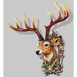 LLYLAFDC Wanddeko Hirschkopf Geweih Deko Wanddekoration Als Hirschgeweih Tierkopf Skulptur Simulation Dekorative Geweih-Statuette Wandbehang Tierstatue Galerie Wohnzimmer Wand Harz (Color : Brown)