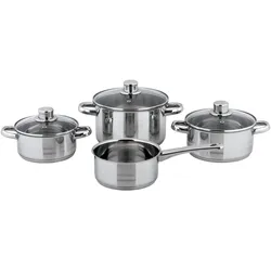 Topf-Set CS KOCH-SYSTEME "BELM", silber (silberfarben), Töpfe, mit Glasdeckel, Induktion
