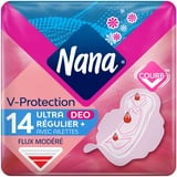 Nana Ultra Regular Plus Deo Damenbinden mit Flügeln – moderater Flow – 14 Servietten in Einzeltasche