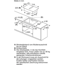 Siemens ED711HGA7 (ED711HQ26E,HZ9VDSB2) Muldenlüfter 70cm rahmenlos Induktion Flachkanal