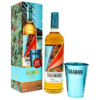Takamaka Dark Spiced I 700 ml I 38% Volume I Brauner Premium Rum mit Beach Cup in einer Geschenkbox