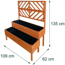 Relaxdays Hochbeet Blumenkasten 135 x 109 x 62 cm Orange