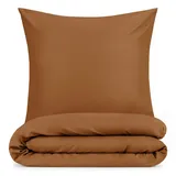 Blumtal Bettwäsche Unifarben Braun 155 x 220 cm + 2 x 80 x 80 cm