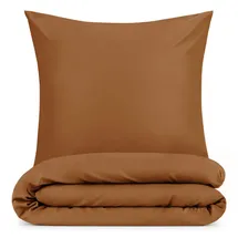 Blumtal Bettwäsche Unifarben Braun 155 x 220 cm + 2 x 80 x 80 cm