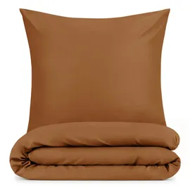 Blumtal Bettwäsche Unifarben Braun 155 x 220 cm + 2 x 80 x 80 cm