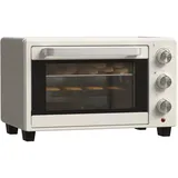 HOMCOM Minibackofen 21L mit 1 Drahtgestell 1 Backblech 3 Kochmodi Glas Cremeweiß