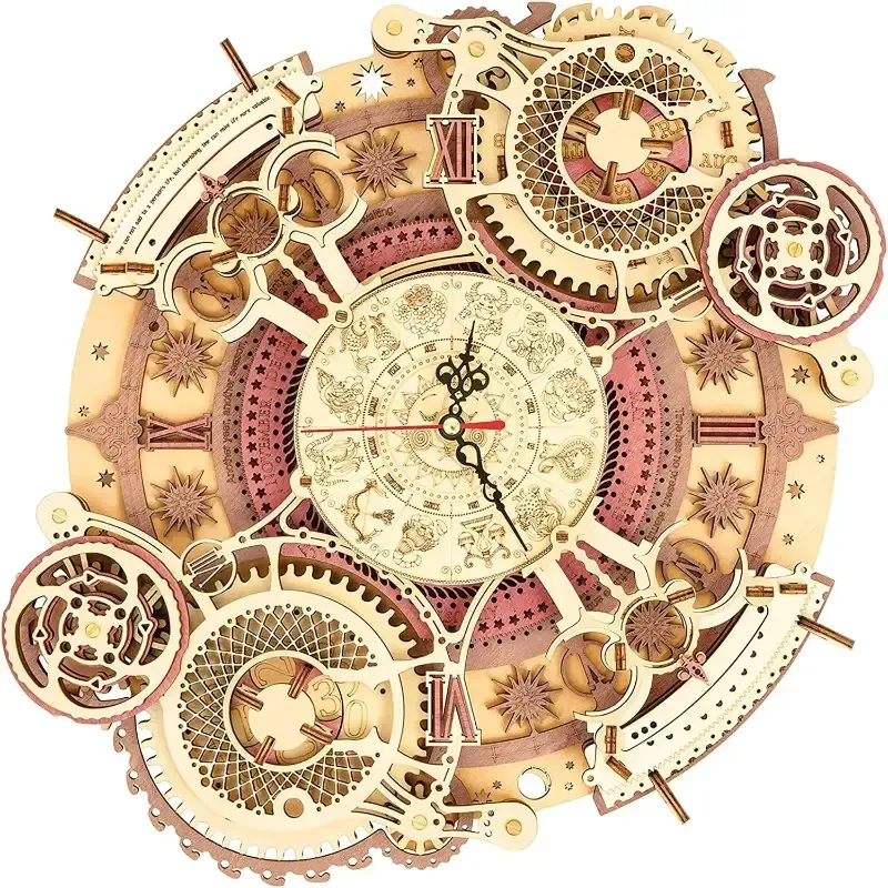 Robotime ROKR Zodiac Wanduhr 3D Holzpuzzlebausatz 33,02 x 30.48 x 5,08 cm, 1 Stück,Ausstattung mit hauswaren und regalen;Der bastelten geschenke an erwachsene und jugendliche,So ein schlaues spielzeug.