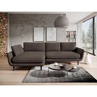 DOMO-HOME Ecksofa mit Schlaffunktion SOLANO – Elegantes Skandinavisches Ecksofa 260x167cm| Bettkasten und Holzbeinen für Komfort und Stil | Hoch... - Braun