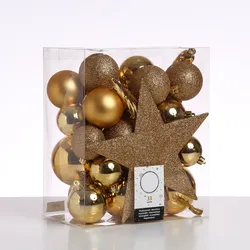 MARELIDA Weihnachtskugeln mit Stern Baumspitze Christbaumkugeln bruchfest gold 33er Set