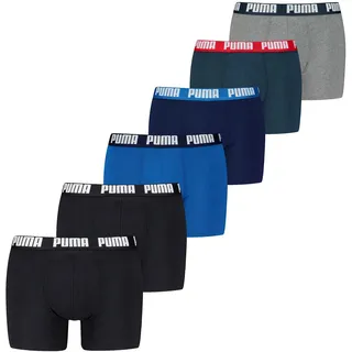 Puma Herren Boxershort 6er Pack in Schwarz/Blau/Grau