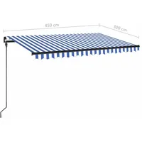 VidaXL LED Gelenkarmmarkise 450 x 300 cm blau/weiß 3069121