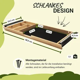 bümö Schreibtisch Organizer Schublade aus Bambus - große Unterbau Ablage für Stifte, Smartphones & Co. - einfach unter dem Tisch montierbar, Premium