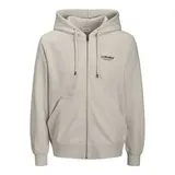 JACK & JONES Herren Hoodie Kapuzenpullover JJESOHO SWEAT ZIP HOOD Relaxed Fit 12278794 Beige XXL