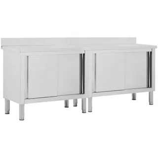 vidaXL Arbeitsschränke mit Schiebetüren 2 Stk. 200x50x(95-97) cm Edelstahl