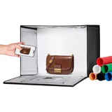 Vevor Lichtbox für Fotostudios, 12 x 12 Zoll, 3000–5600 K, einstellbare 3 Farbtemperaturen, professionelles Aufnahmezelt-Set mit 120 LEDs, 6 Hintergründen, weichem Lichttuch, hoher CRI ≥ 95 für kleine