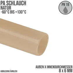 8 x 6 mm Polyamid PA Pneumatik Schlauch natur - PN 19 bar
