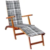vidaXL Liegestuhl 167 x 56 x 75 cm mit Fußstütze und Auflage Akazie Massivholz