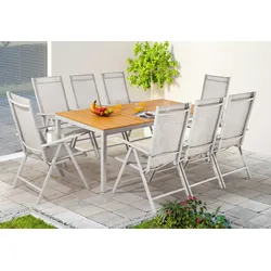 CASARIA® Sitzgruppe Alu Bern 8+1 + WPC Tisch Natur