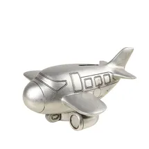 Ambiente Haus Spardose AMBIENTE HAUS "Flugzeug, silberfarben", silber (altsilberfarben), B:21cm H:10cm T:19cm, Kautschuk, Spardosen, Sparschwein, Retro-Design, ideales Geschenk