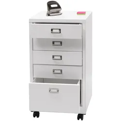 Rollcontainer MCW-L49, Schubladenschrank Stahlschrank Aktenschrank, Metall 75x40x41cm 5 Schubladen ~ weiß