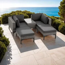 Tectake Bellaria Aluminium Rattan Lounge grau