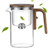 Enchanti Teekanne, Hexerei Teekanne, Wassertrennung Glas Teekanne mit Holzgriff, Enchantipot Magische Teekanne, verzauberte Glas-Teekanne mit Sieb, Presssteuerung Hexe Teekanne (720ml)