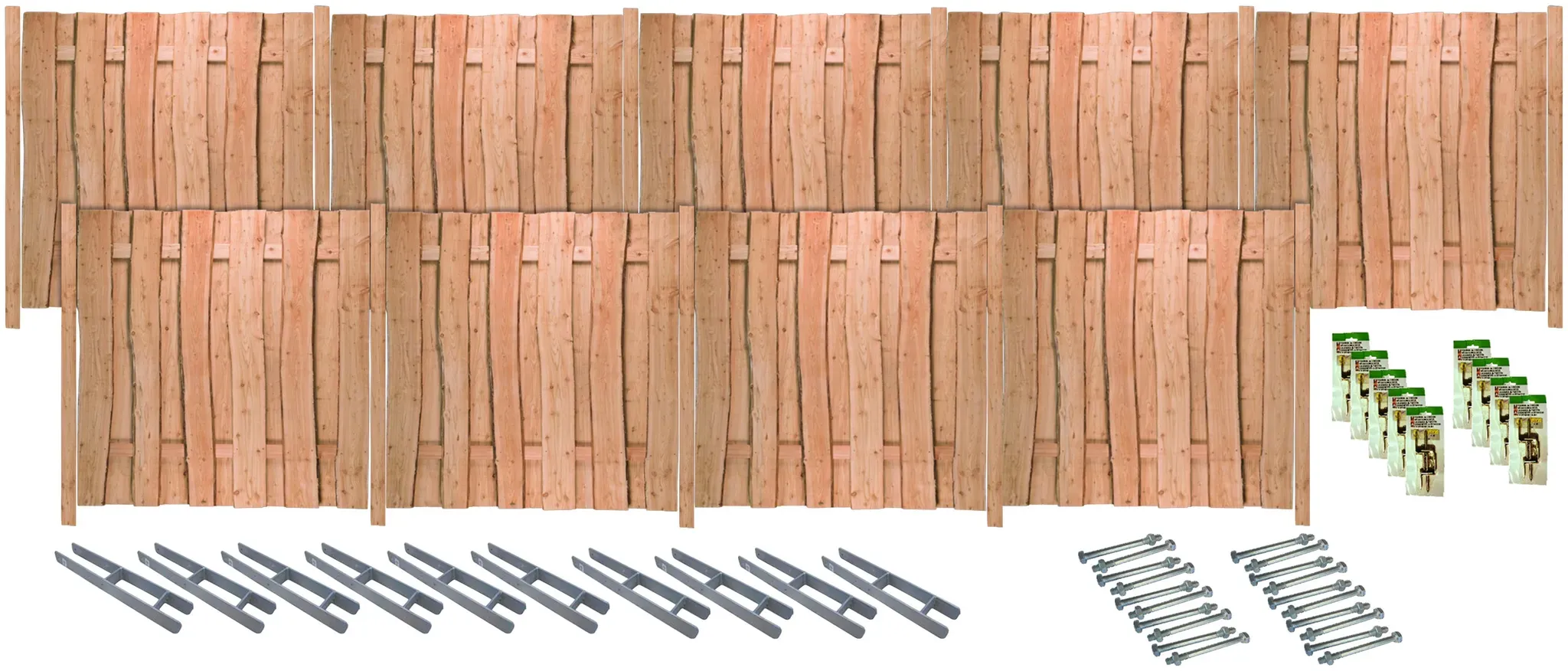 Sichtschutzelement TETZNER & JENTZSCH "LAKEWOOD 7", beige (natur), H:180cm, Holz, Edelstahl, Zaunelemente, Rustikale Optik dank Fertigung aus Bonanzabohlen