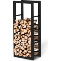 holz4home® Kaminholzregal aus Metall Schwarz inkl. Ofenhandschuh 40x25x100 cm