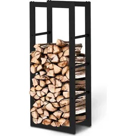 holz4home® Kaminholzregal aus Metall Schwarz inkl. Ofenhandschuh 40x25x100 cm