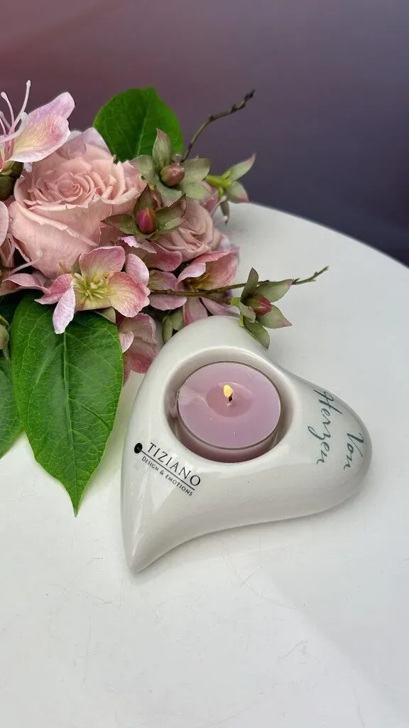 Teelichthalter Herz Amore 13,5cm cremeweiß