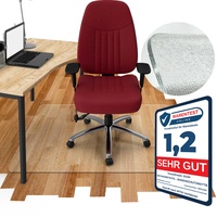 Geruchsneutrale Komfort Bodenschutzmatte Bürostuhl Unterlage mit abgeschrägter V-Kante Eckig 100 x 140 cm transparent Antirutsch Stuhlunterlage Abwaschbar