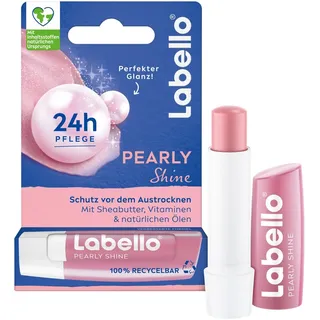 Labello Pearly Shine Lippenpflegestift, Lippenpflege mit schimmerndem Perlglanz für 24h Feuchtigkeit, pflegender Lippenbalsam mit Sheabutter und natürlichen Ölen (4,8 g)