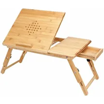 CASARIA - Laptoptisch Höhenverstellbar Holz 5-fach Neigbar Inkl. Schublade Lüftungslöcher Klappbar Bambus Laptop Notebook Ständer Bett Couch Sofa Tisch