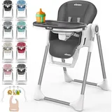 KIDUKU® Hochstuhl Baby 3in1 mit Neugeborenenaufsatz + Lätzchen, Spielbogen & Tisch Kinderhochstuhl klappbar mit Liegefunktion Kombihochstuhl