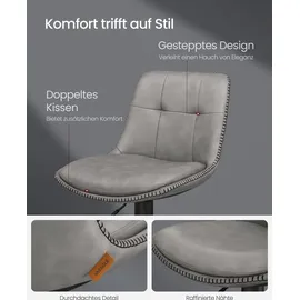 VASAGLE Barhocker 2er Set, mit Fußstütze, taubengrau