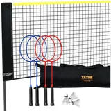 Vevor Badmintonnetz, Höhenverstellbares Volleyballnetz, 606 x 155 x 103 cm Faltbares Pickleballnetz, Tennisnetz-Set mit Stangen, Ständer, Tasche, Schlägern, Nylon-Federbällen, Badmintonnetz-Set