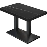 GGM Möbel BPA | Bistro Tisch | 110 x 60 x 81 cm | Rechteckig | Schwarzer Rand | Schwarz Marmor/ Schwarz